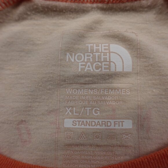 The North Face Raglan 3/4 Sleeve Logo Tee Women’s XL Cream Coral Outdoor Casual - Picture 3 of 10